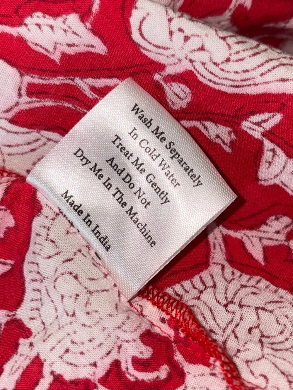Anthropologie Mille May Red Zinnia Floral Print Ruffle Tie Neck Blouse - XXS +